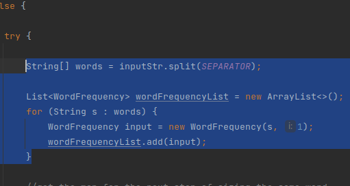 I want to extract the creation of wordFrequencyList to a method